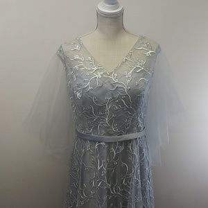 Shein Curve Silver Embroidered Gown